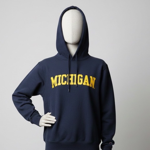 Champion University of Michigan Hoodie Sweatshirt Pullover Eco Fleece Youth L - Picture 2 of 5